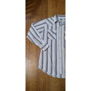 Men's Ely Cattleman Long Sleeve Textured Stripe Western Snap Shirt Blue Brown M